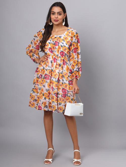 women floral print puff sleeves dress - 21852515 -  Standard Image - 0