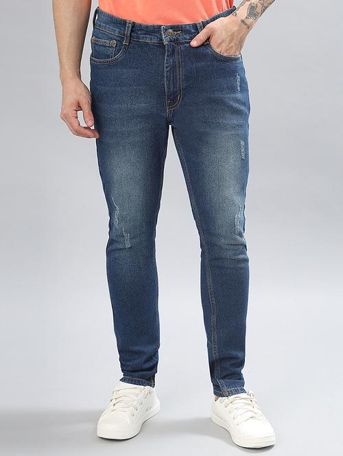 men blue mid rise ankle length denim jean - 21853428 - Standard Image - 0