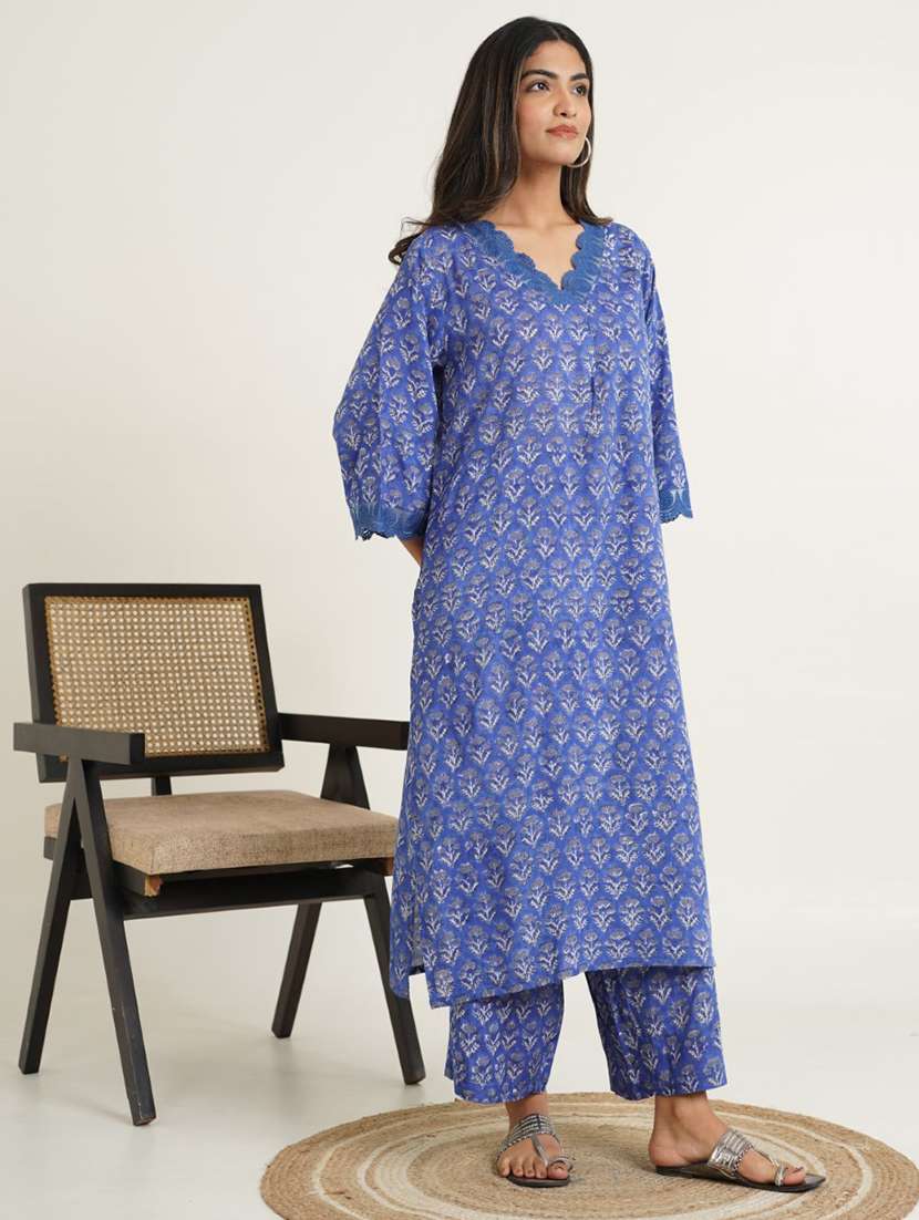 women three quarter sleeve kurta palazzo set - 21853449 -  Standard Image - 2
