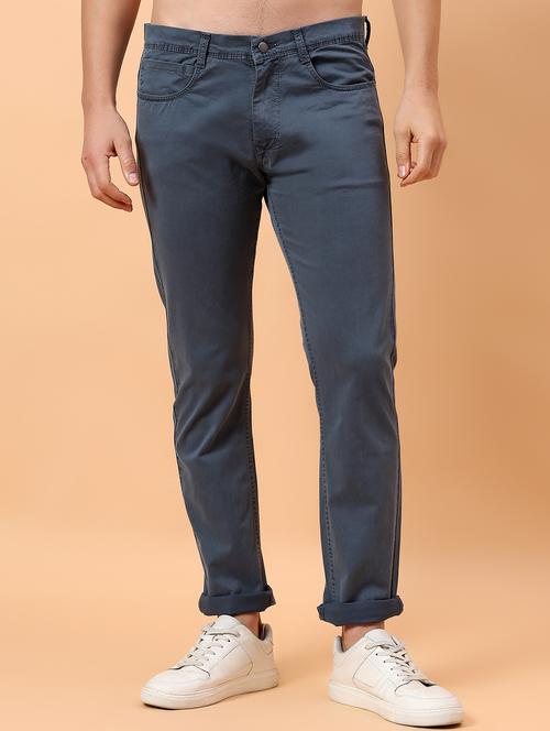 men solid mid rise chinos casual trouser - 21853463 - Standard Image - 0