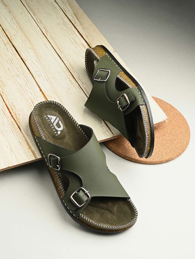men olive slip on sandal