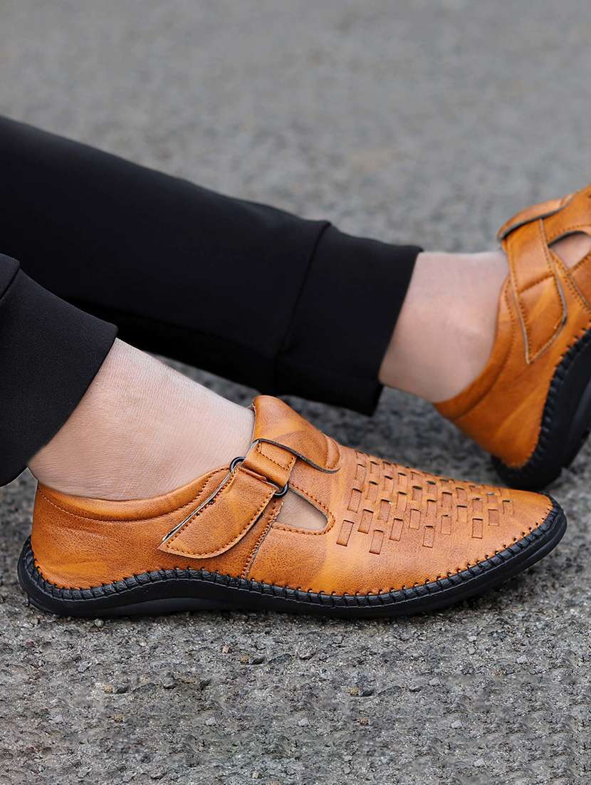 men tan slip on sandal - 21853608 -  Standard Image - 2