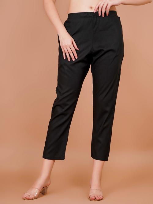 women solid mid rise cropped pant - 21853652 - Standard Image - 0