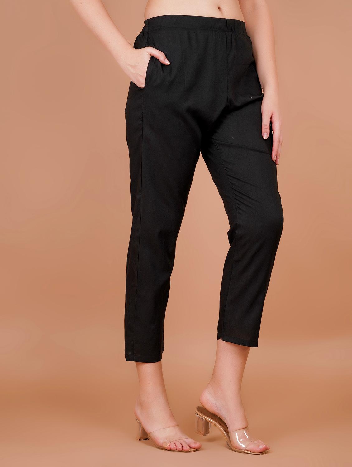 women solid mid rise cropped pant - 21853652 - Standard Image - 2