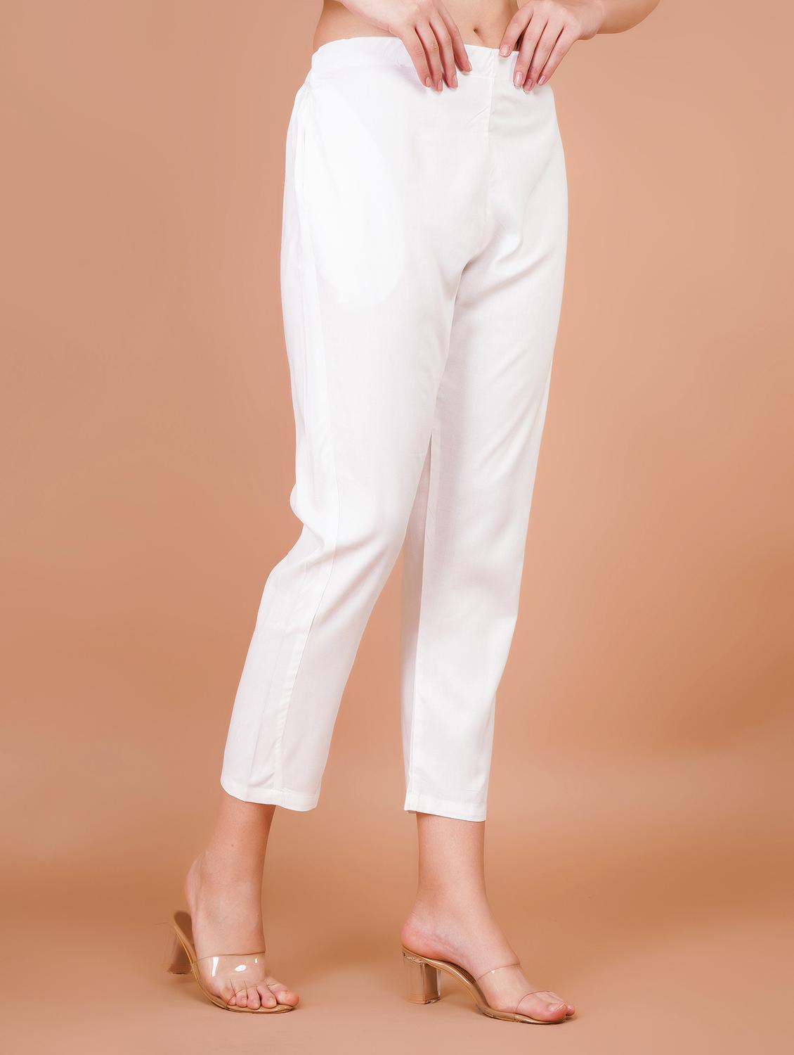 women solid mid rise cropped pant - 21853653 - Standard Image - 2