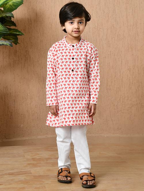 boys printed long sleeve kurta pyjama set - 21853654 -  Standard Image - 0
