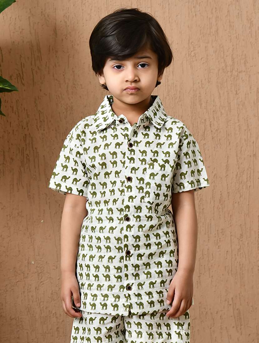 boys printed short sleeve casual shirt