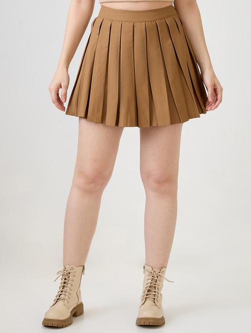 women solid high rise skater skirt - 21853690 - Standard Image - 0