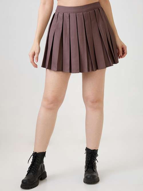 women solid high rise skater skirt - 21853691 -  Standard Image - 0