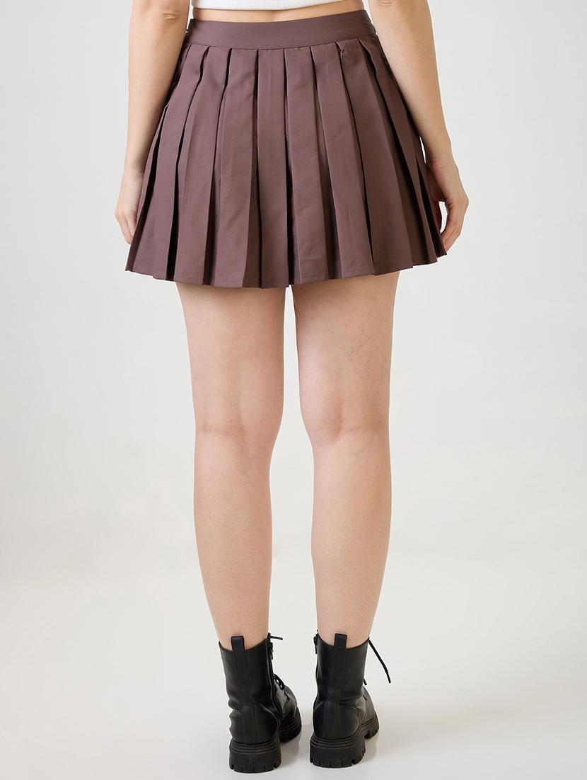 women solid high rise skater skirt - 21853691 - Standard Image - 2
