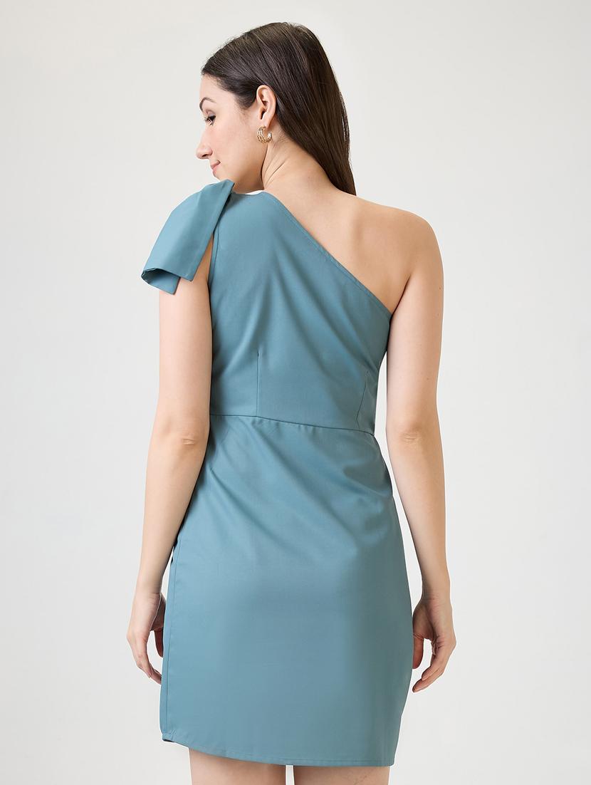women solid single shoulder sheath dress - 21853710 - Standard Image - 2