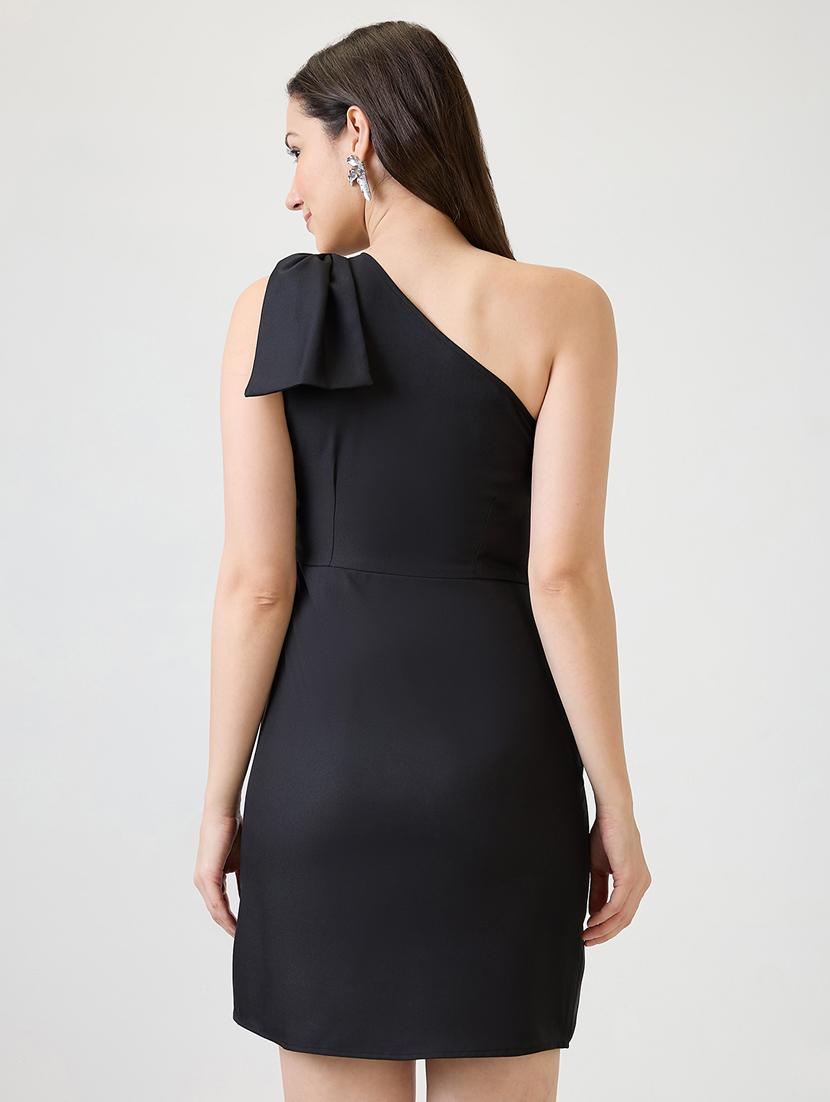 women solid single shoulder sheath dress - 21853711 - Standard Image - 2