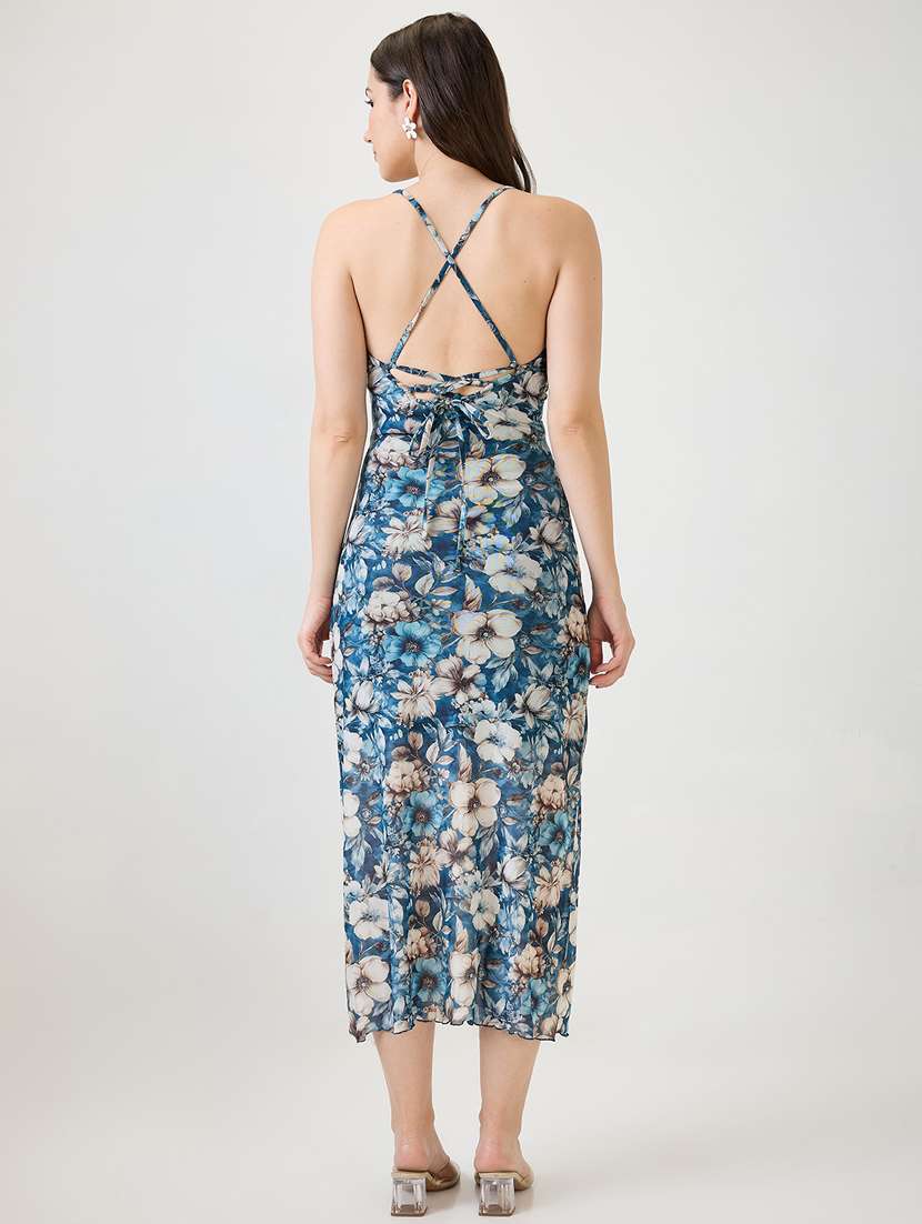 women floral print cowl neck bodycon dress - 21853712 - Standard Image - 2