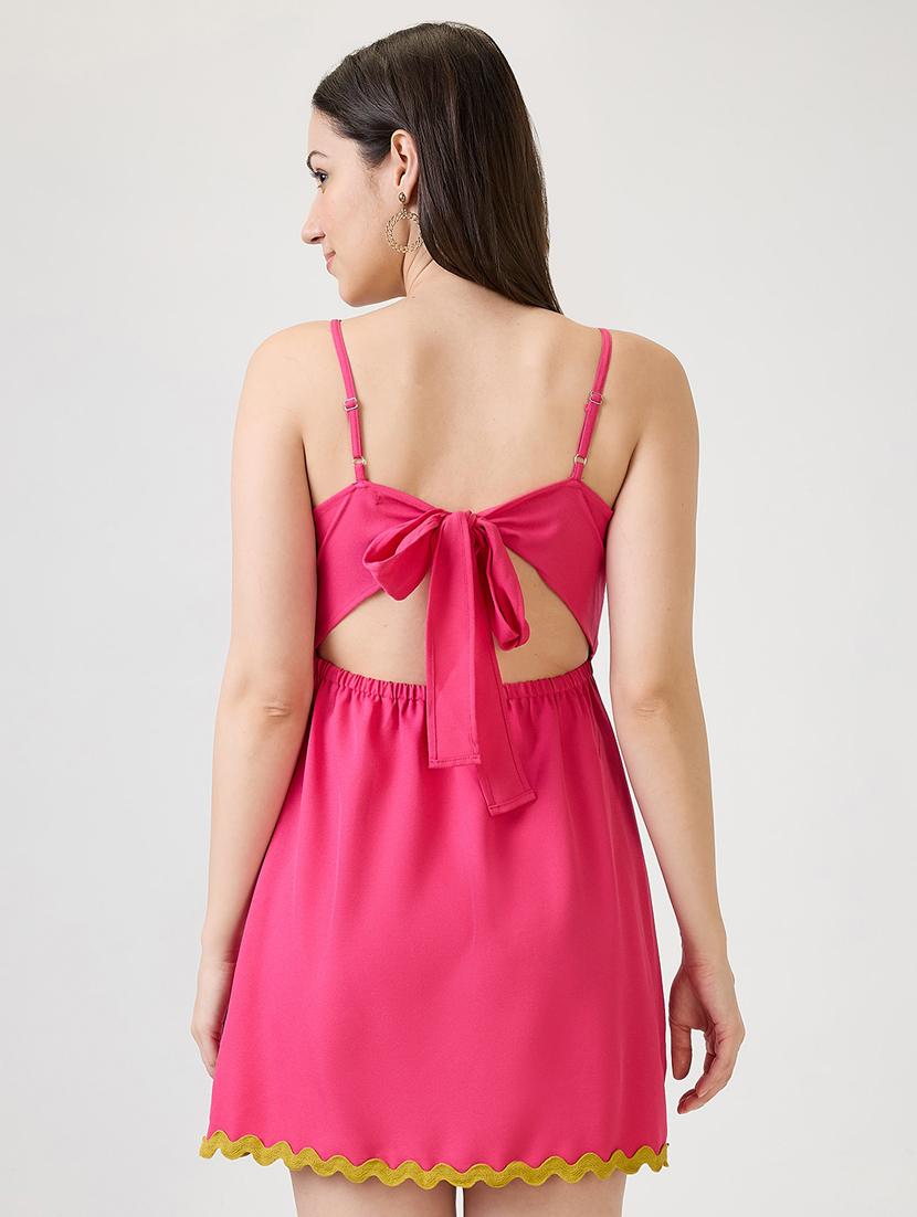 women solid sleeveless backless a-line dress - 21853714 - Standard Image - 2