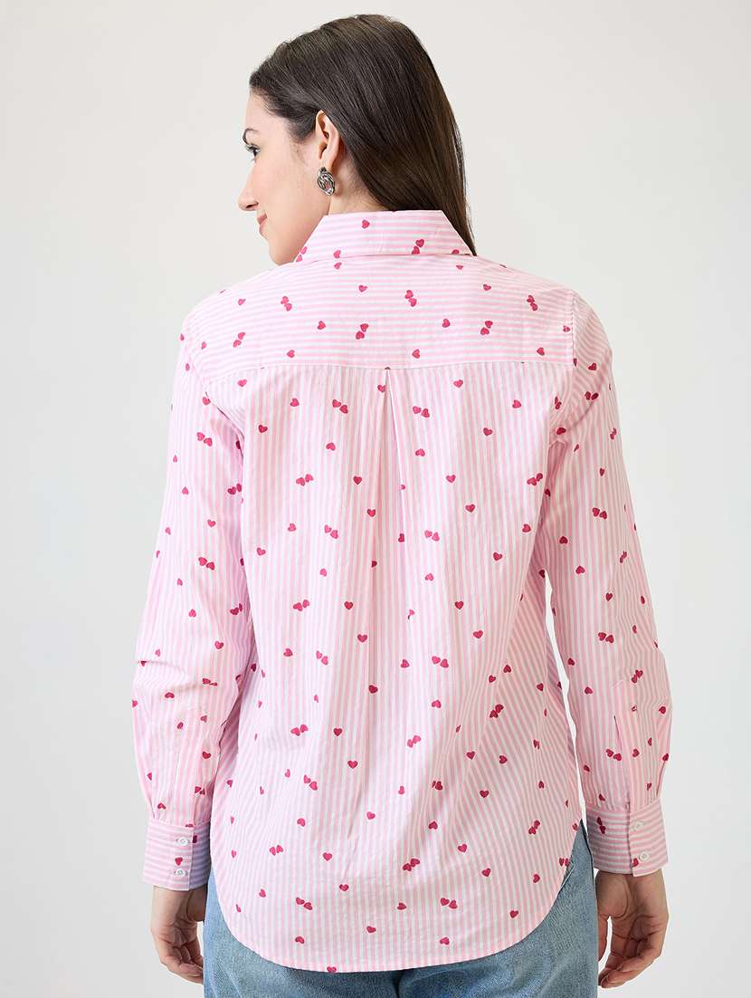 women striped collared long sleeves shirt - 21853715 -  Standard Image - 2