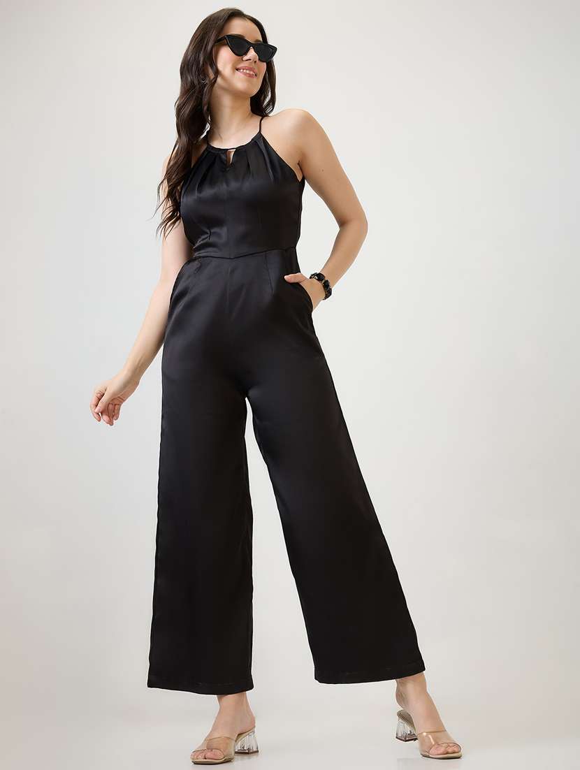 women solid halter neck full length jumpsuit - 21853716 - Zoom Image - 0