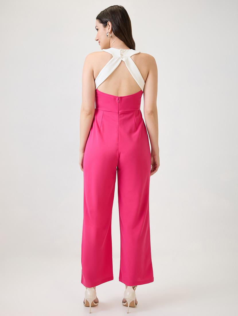 women solid halter neck full length jumpsuit - 21853718 - Standard Image - 2