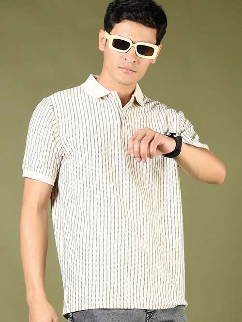 men striped short sleeve regular fit polo t-shirt - 21853832 - Standard Image - 0