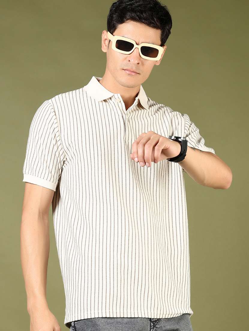men striped short sleeve regular fit polo t-shirt - 21853832 - Zoom Image - 0