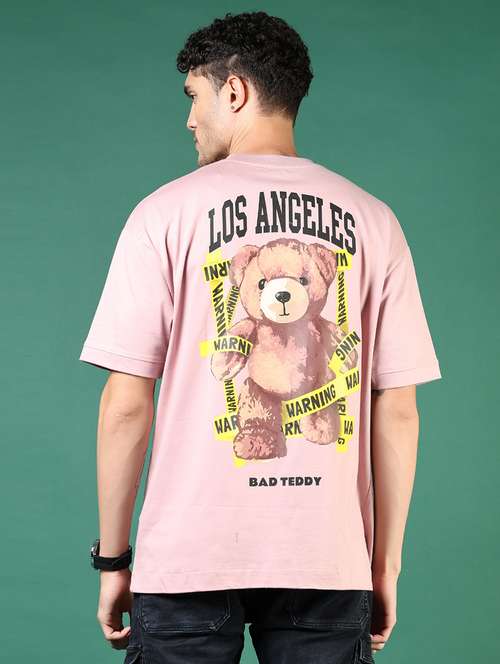 men peach printed short sleeve regular fit t-shirt - 21853838 -  Standard Image - 0