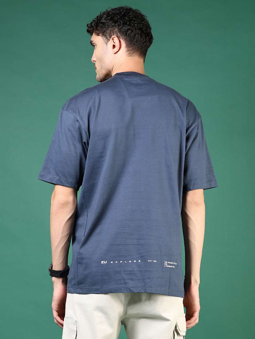 men navy blue typographic short sleeve regular fit t-shirt - 21853843 -  Standard Image - 2