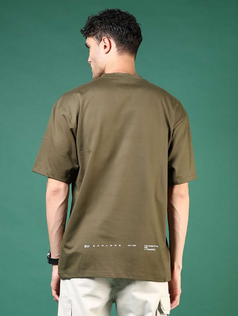 men olive typographic short sleeve regular fit t-shirt - 21853847 -  Standard Image - 2