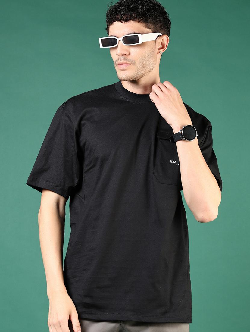 men black typographic short sleeve regular fit t-shirt - 21853848 - Zoom Image - 0