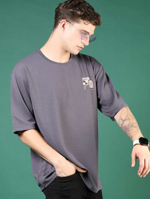 men grey solid short sleeve regular fit t-shirt - 21853871 -  Standard Image - 0