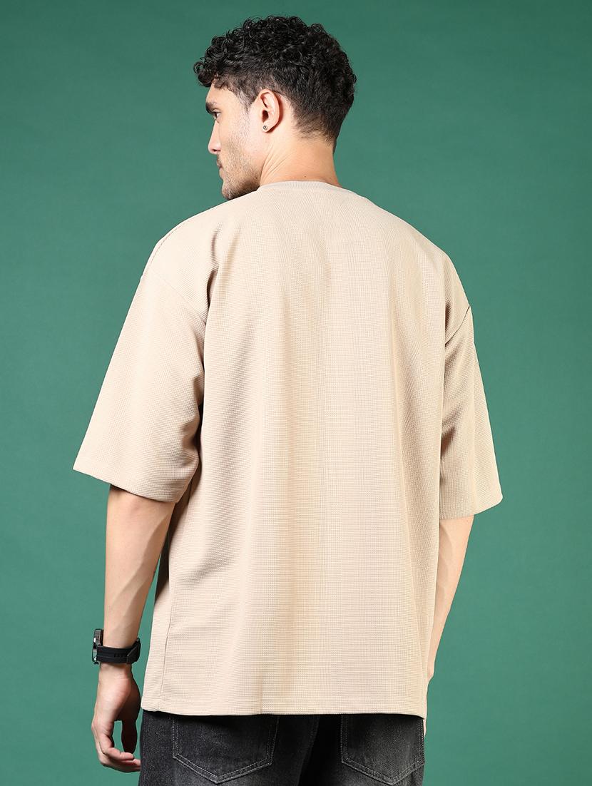 men beige typographic short sleeve regular fit t-shirt - 21853873 - Standard Image - 2
