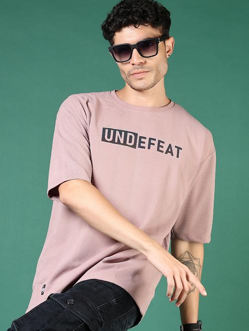 men mauve typographic short sleeve regular fit t-shirt - 21853875 - Standard Image - 0