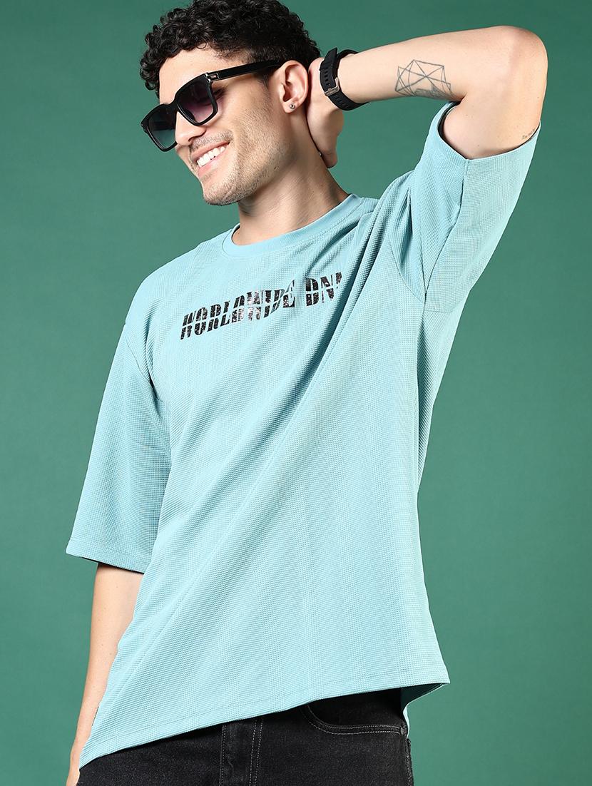 men green typographic short sleeve regular fit t-shirt - 21853876 -  Zoom Image - 0