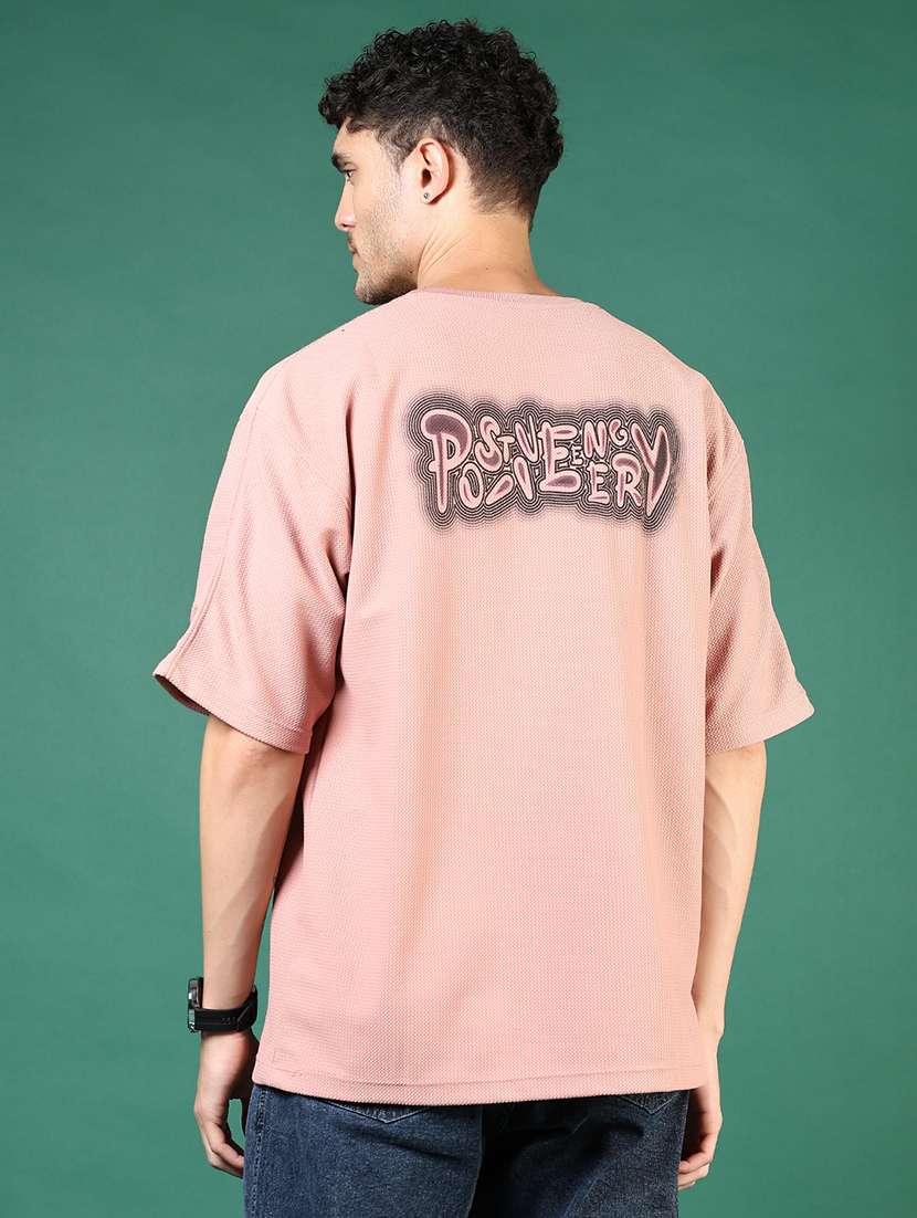 men pink typographic short sleeve regular fit t-shirt - 21853878 -  Standard Image - 2
