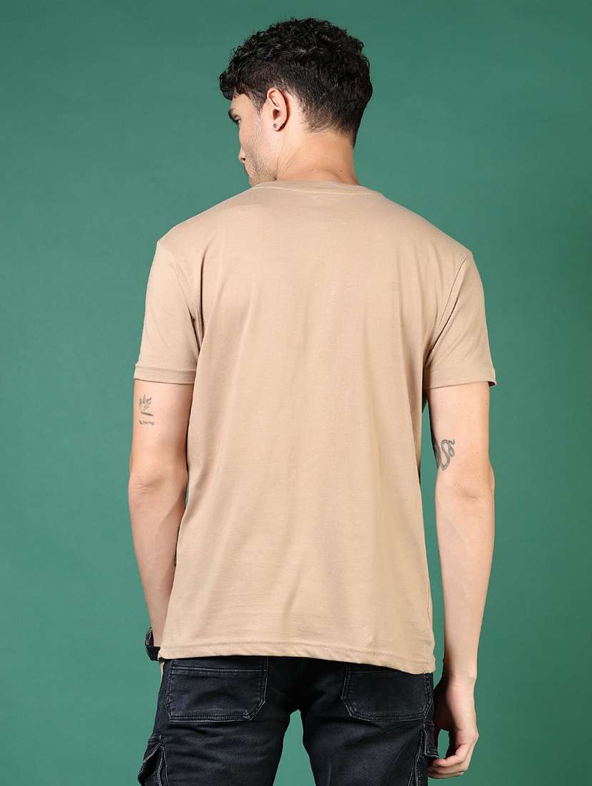 men beige self design short sleeve regular fit t-shirt - 21853879 -  Standard Image - 2