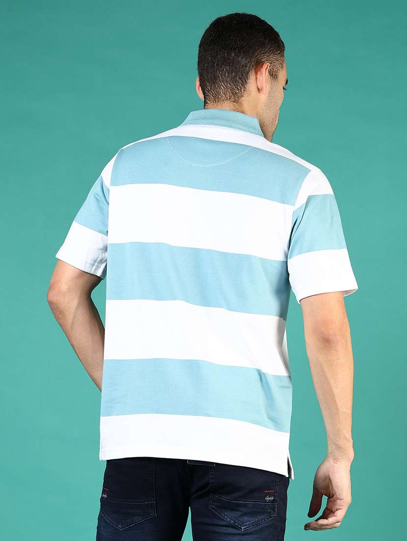 men striped short sleeve loose fit polo t-shirt - 21853965 - Standard Image - 2