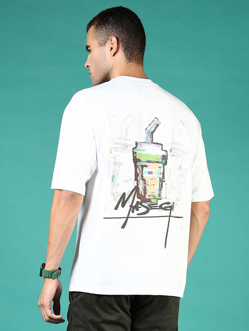 men front & back print round neck regular fit t-shirt