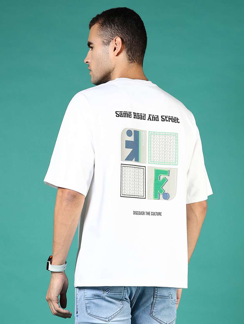 men front & back print round neck regular fit t-shirt - 21853975 -  Zoom Image - 0