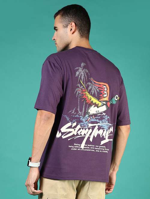 men front & back print round neck regular fit t-shirt - 21853980 - Standard Image - 0