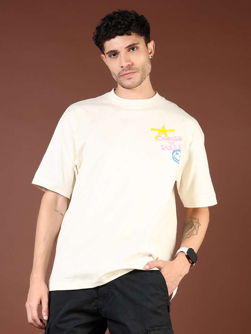 men off white printed short sleeve regular fit t-shirt - 21853991 -  Standard Image - 2