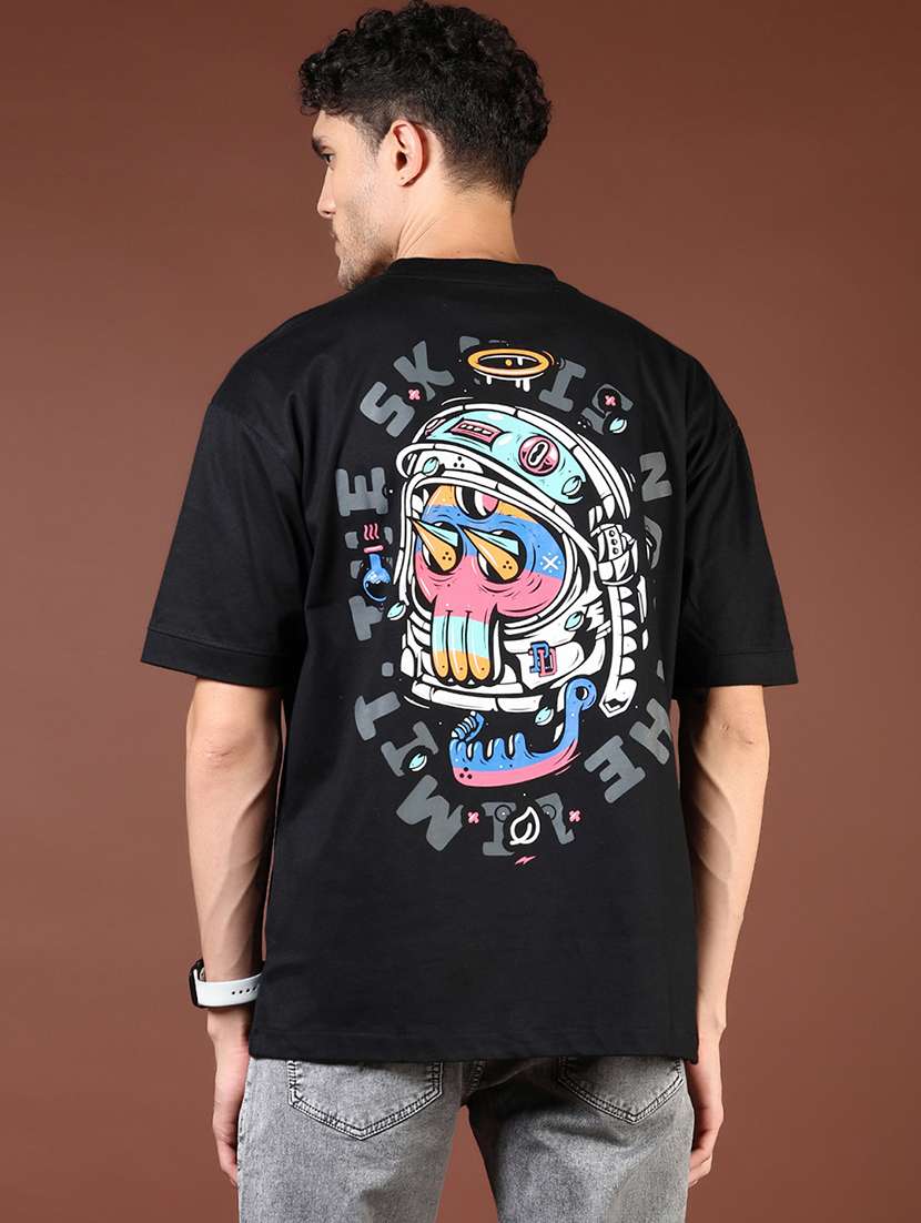 men black printed short sleeve regular fit t-shirt