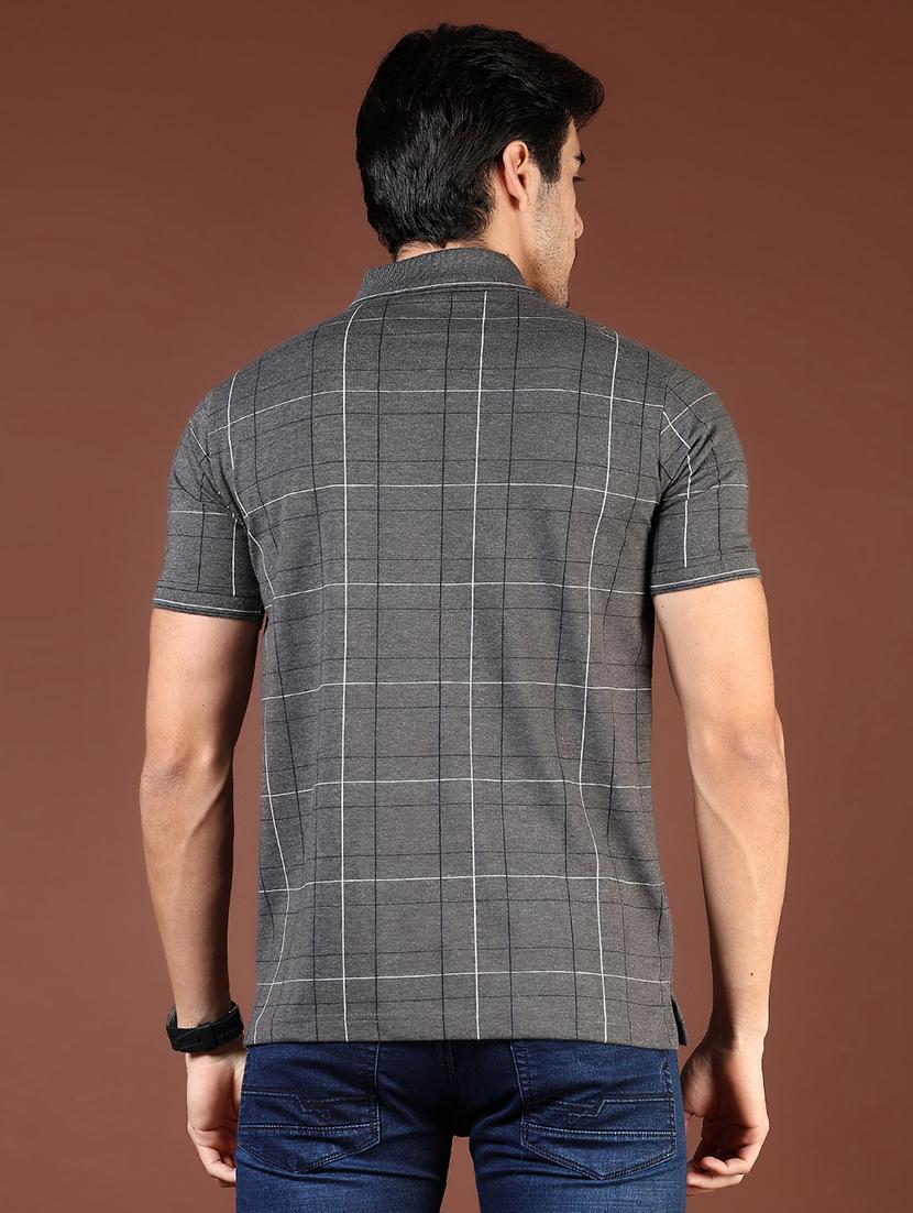 men checkered short sleeve regular fit polo t-shirt - 21854001 - Standard Image - 2