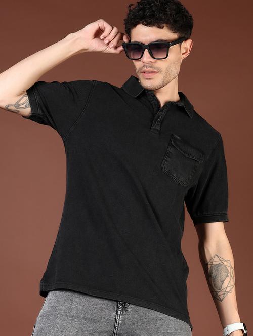men solid short sleeve regular fit polo t-shirt - 21854020 - Standard Image - 0
