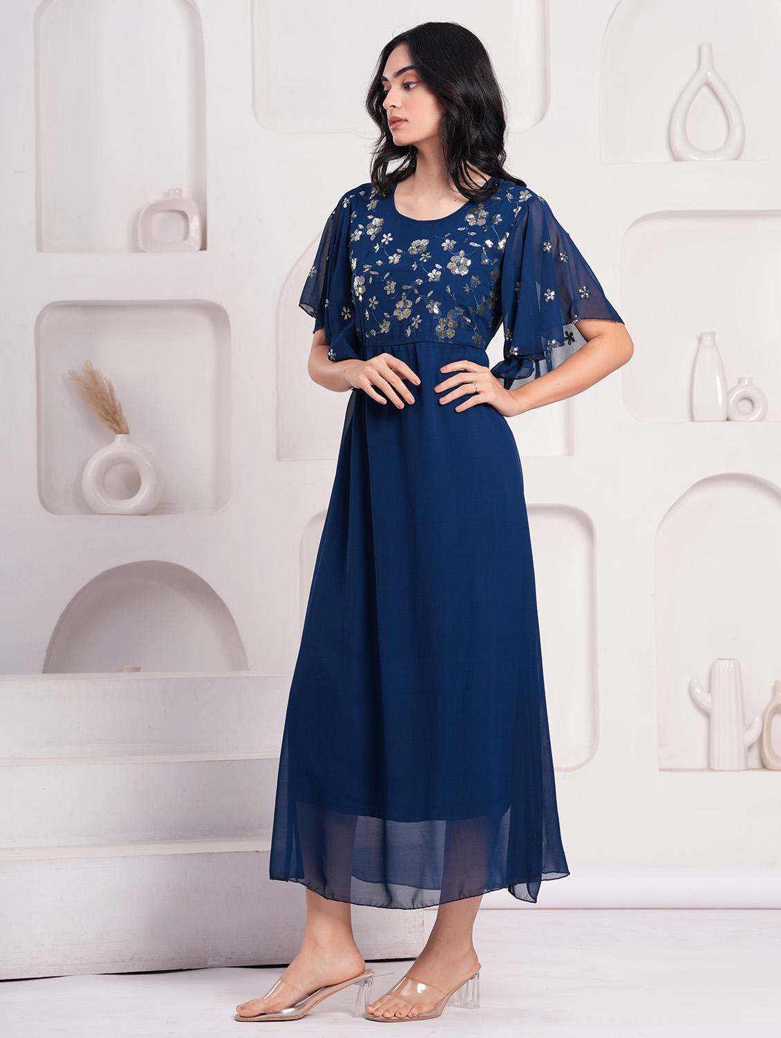 women embellished flared sleeves a-line dress - 21854036 - Standard Image - 2