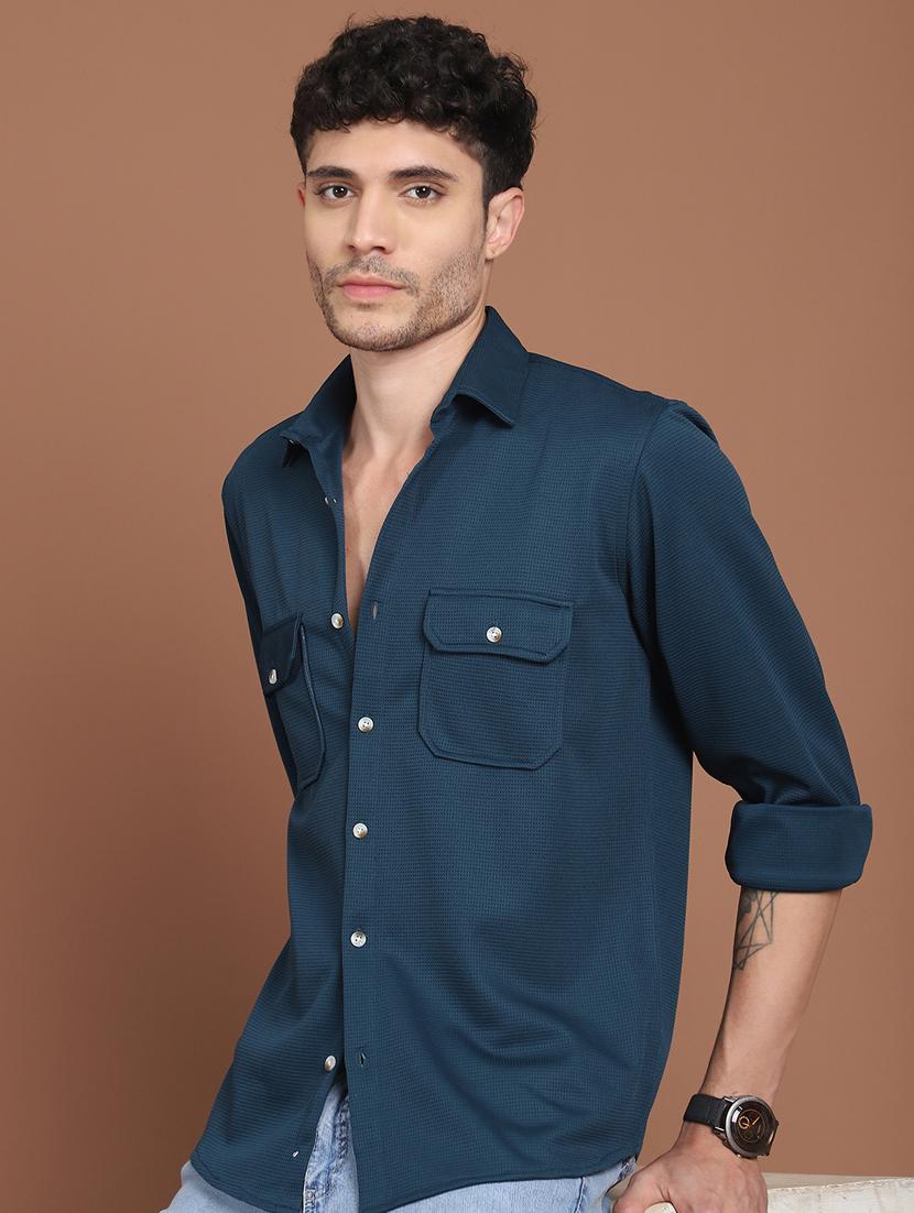 men solid long sleeve regular fit casual shirt - 21854086 - Standard Image - 2