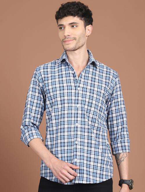 men checkered long sleeve regular fit casual shirt - 21854100 - Standard Image - 0