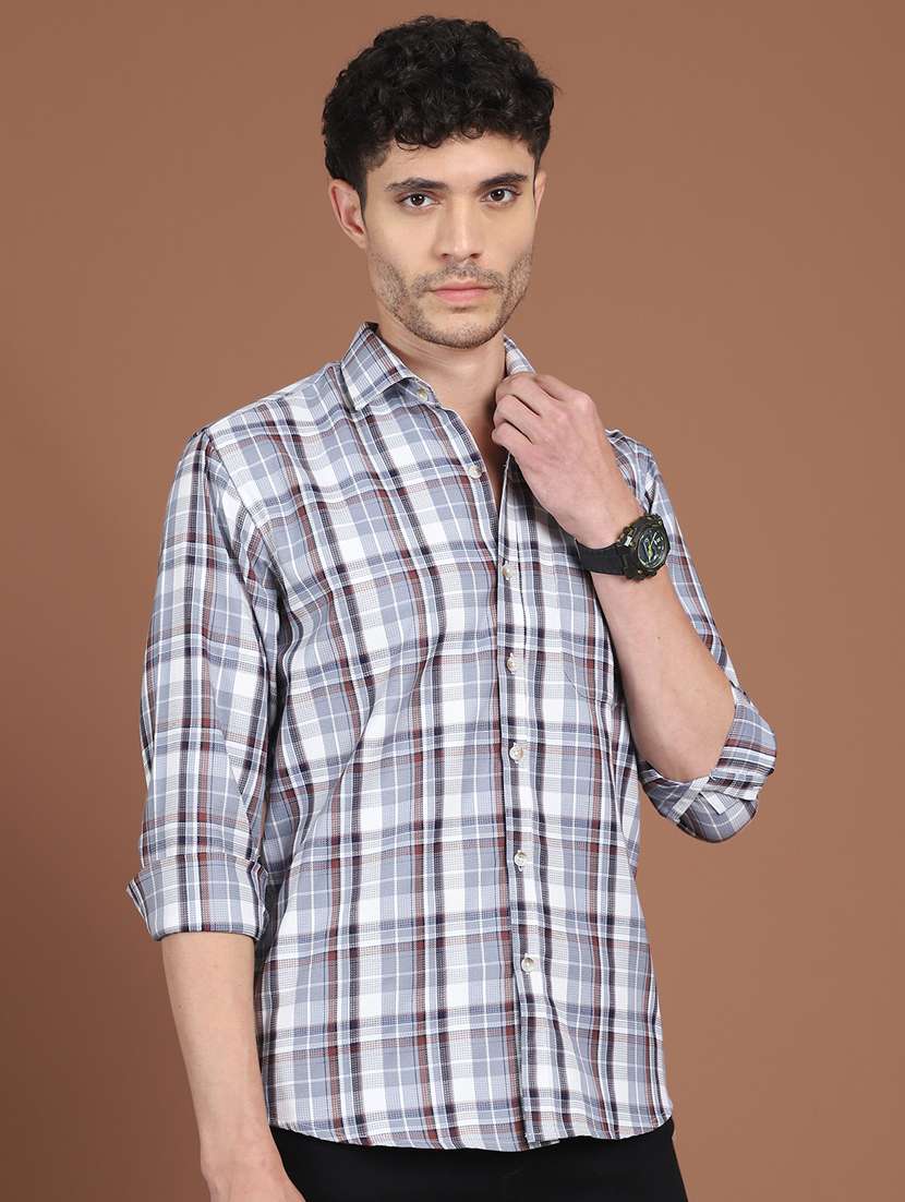 men checkered long sleeve regular fit casual shirt - 21854104 -  Standard Image - 2