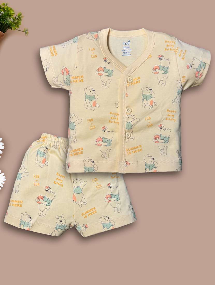 kids printed short sleeves shirt & short set