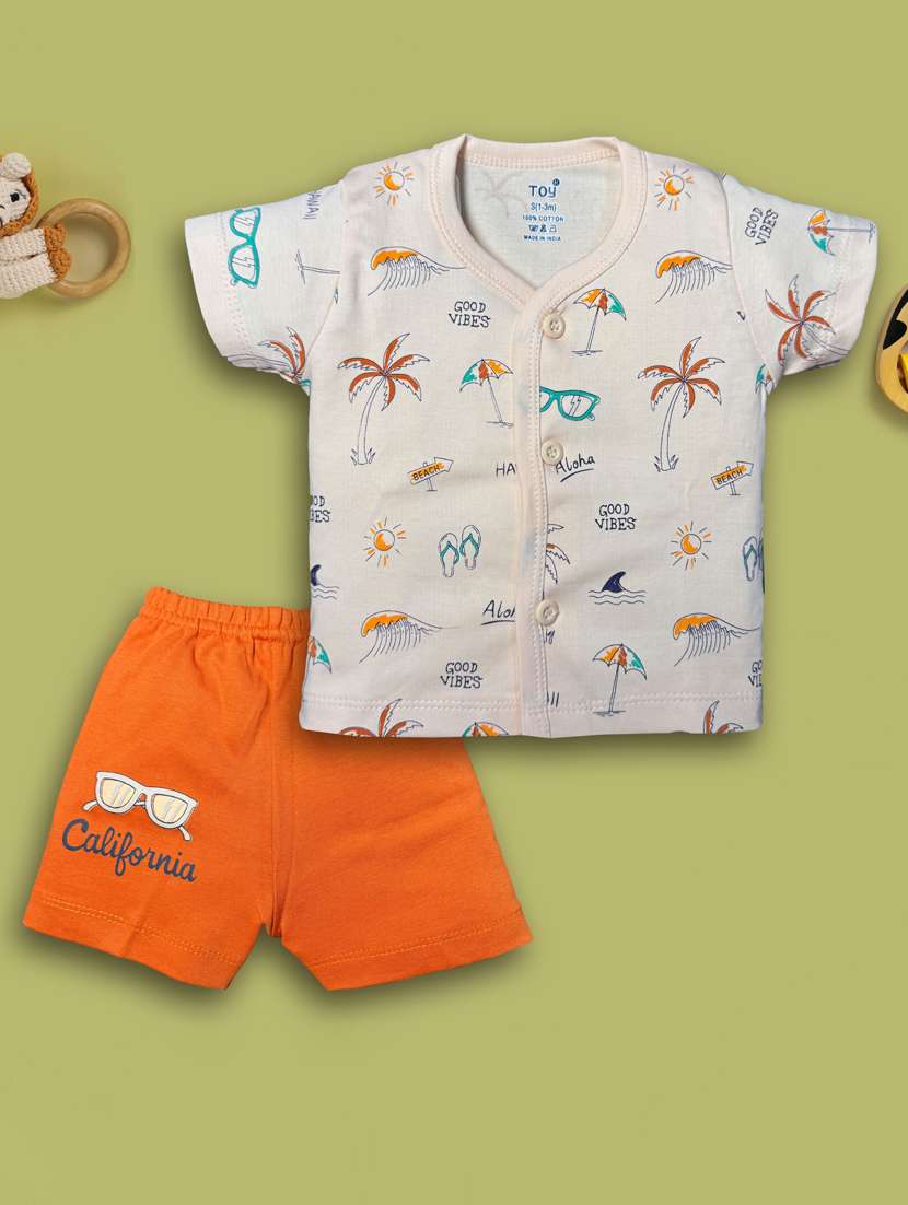 kids printed short sleeves shirt & short set