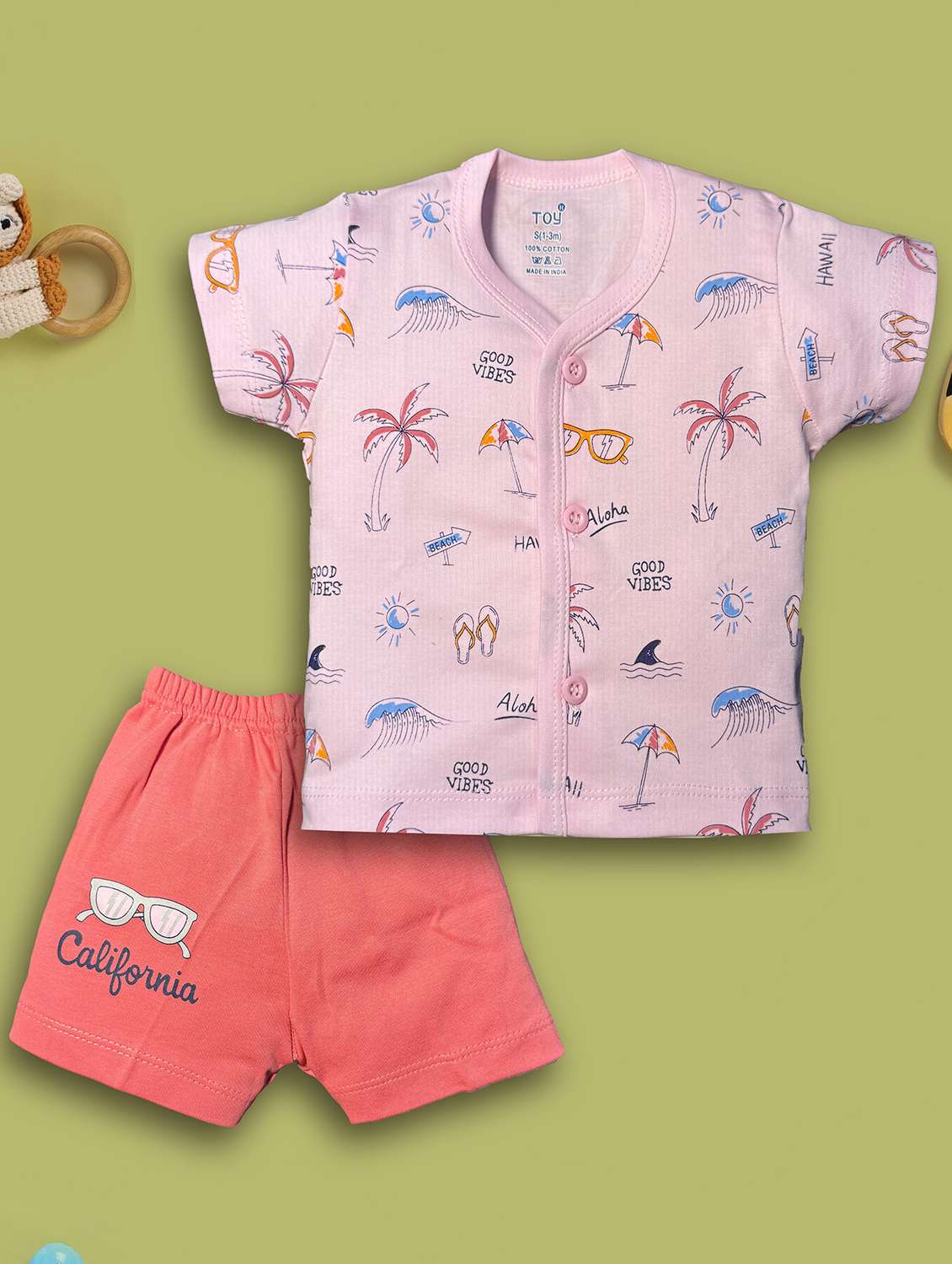 boys printed round neck t-shirt & shorts set