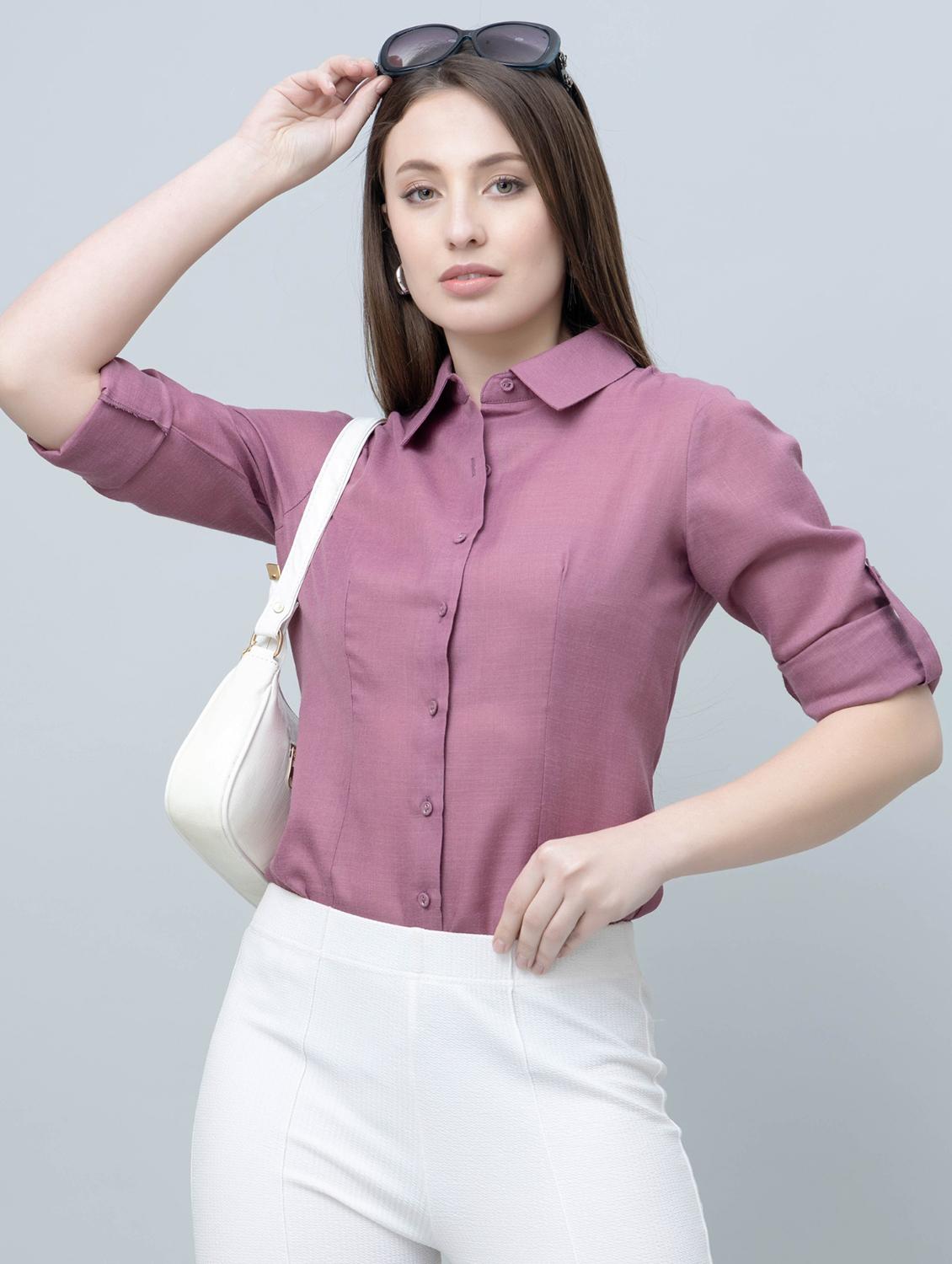 women solid long sleeves regular fit shirt - 21854170 -  Zoom Image - 0