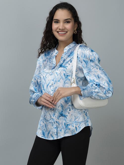 women printed puff sleeves regular fit shirt - 21854181 - Standard Image - 0